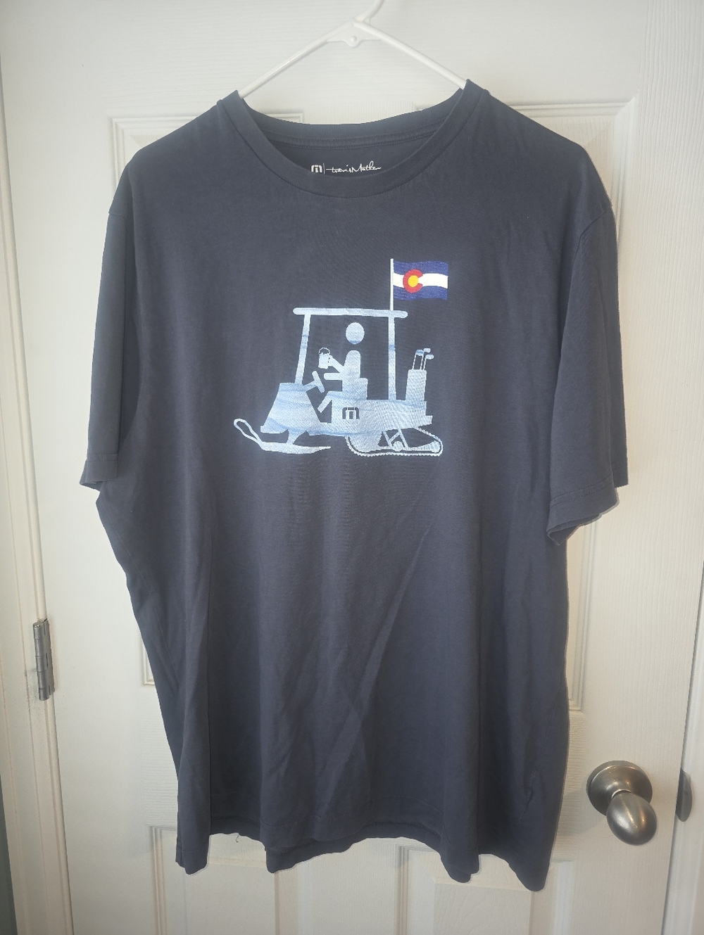 Travis Mathew Colorado Golf Cart T Shirt Short Sleeve Crew Neck Mens Blue SZXL